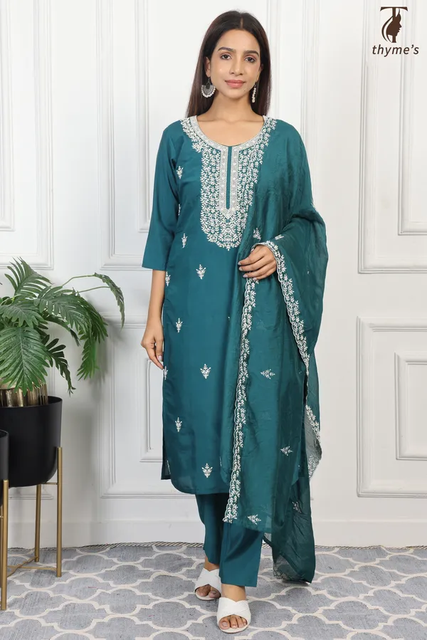Blue_Embroided_Kurta_Bottom_Dupatta_Set_For_Women