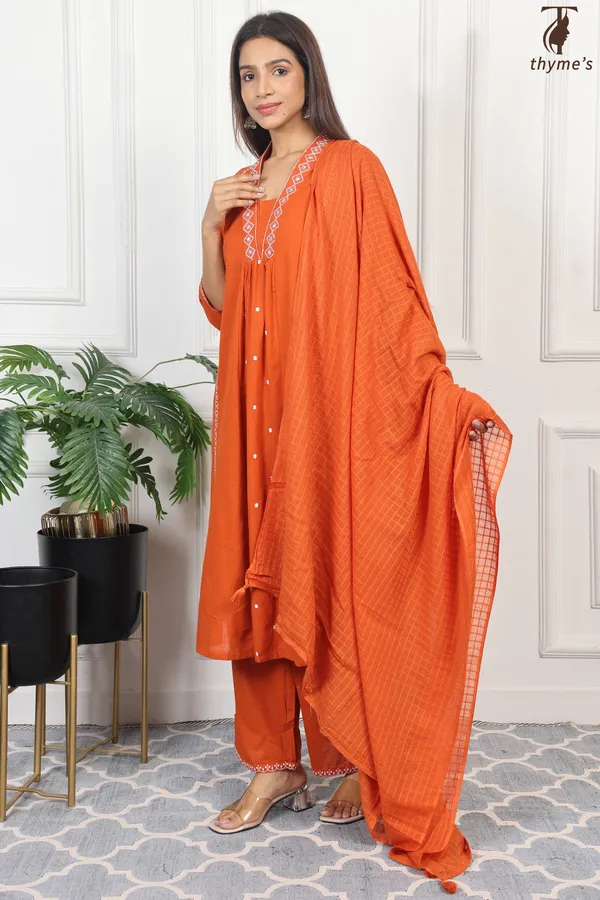 Orange_Embroidered_Kurta_Bottom_Dupatta_Set_For_Women