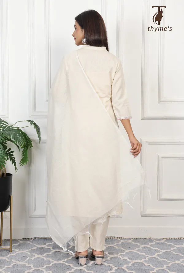 White_Embroided_Kurta_Bottom_Dupatta_Set_For_Women