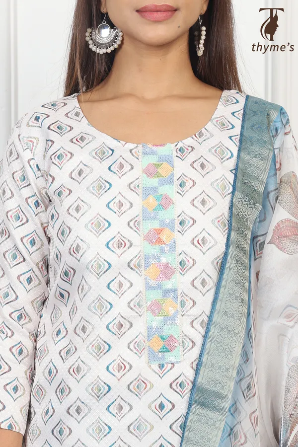 White_&_Blue_Kurta_Bottom_Dupatta_Set_For_Women