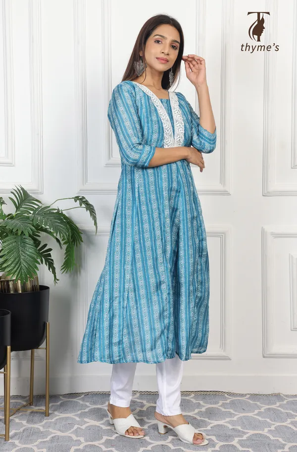 Blue_A-line_kurta_with_lining/inner_of_crepe_inside_With_embroidery_For_Women