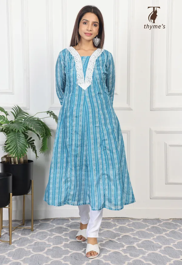 Blue_A-line_kurta_with_lining/inner_of_crepe_inside_With_embroidery_For_Women