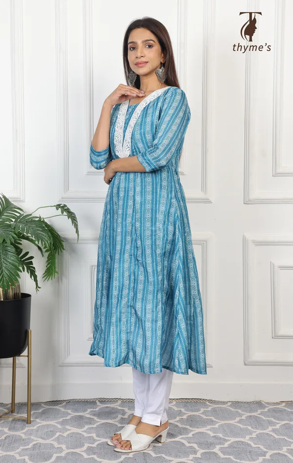 Blue_A-line_kurta_with_lining/inner_of_crepe_inside_With_embroidery_For_Women
