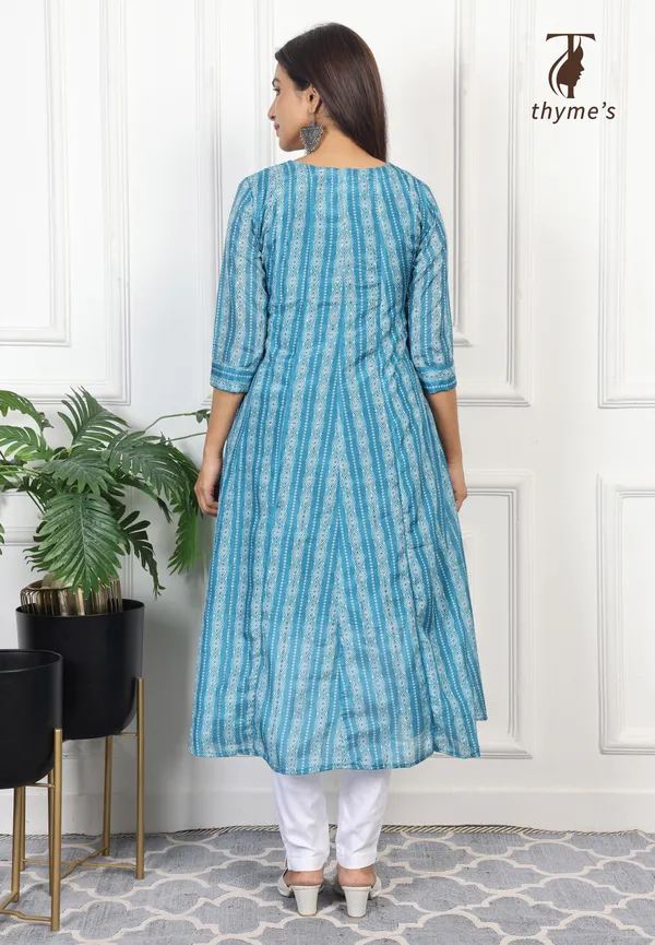 Blue_A-line_kurta_with_lining/inner_of_crepe_inside_With_embroidery_For_Women