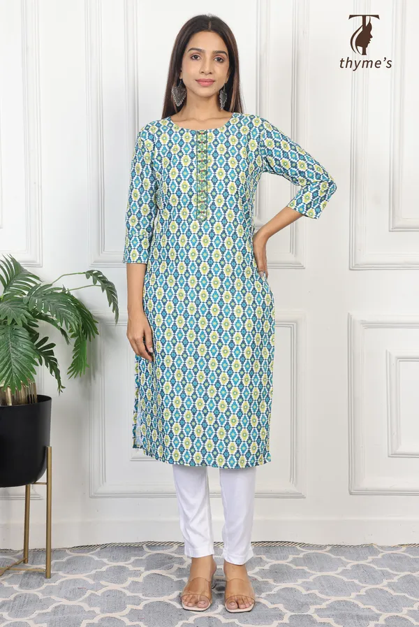 Multicolor_Rayon_Zari_In_Weaving_With_Lining_Kurti_For_Women