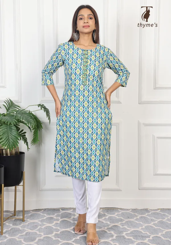 Multicolor_Rayon_Zari_In_Weaving_With_Lining_Kurti_For_Women