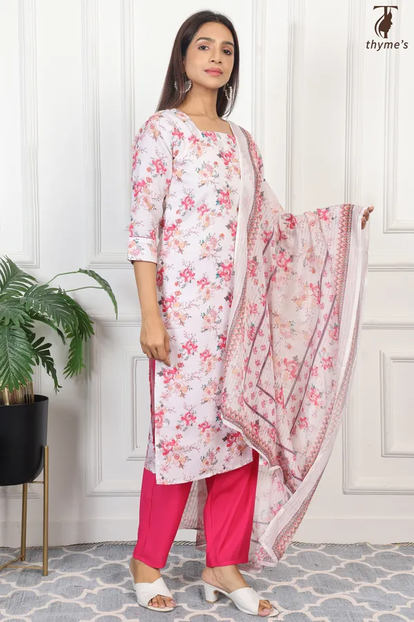 Pink_Floral_Printed_Kurta_Bottom_Dupatta_Set_For_Women