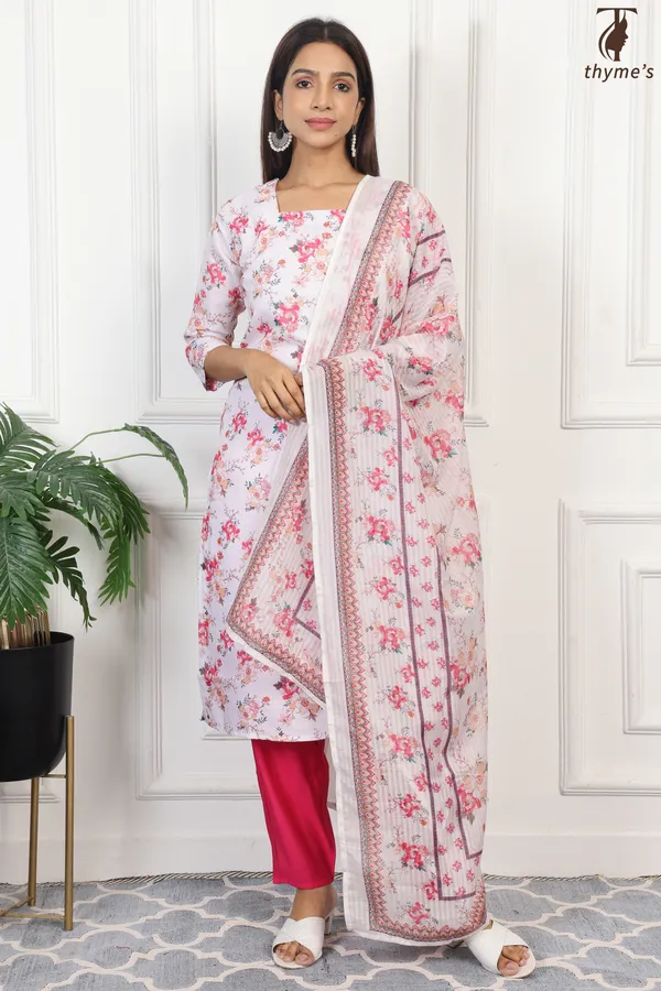 Pink_Floral_Printed_Kurta_Bottom_Dupatta_Set_For_Women