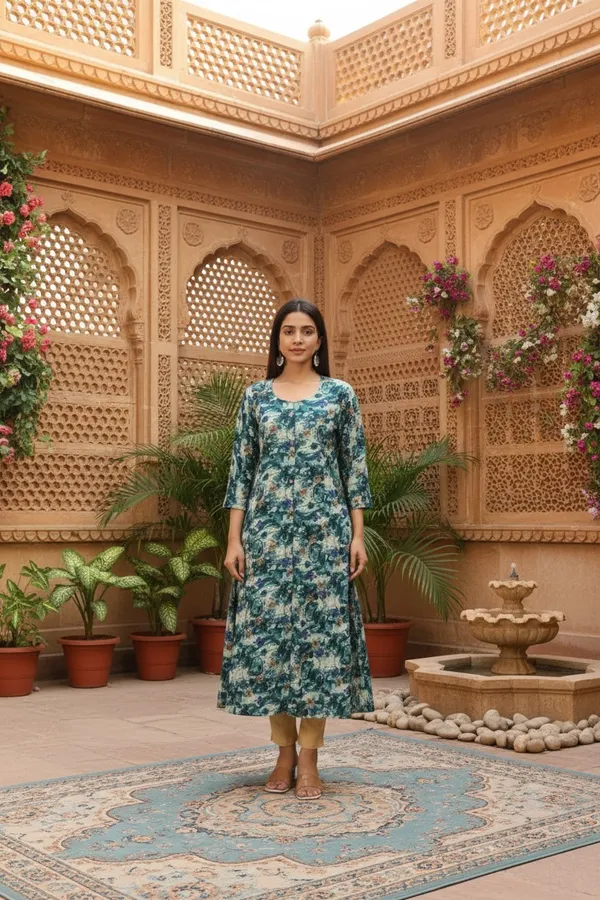 Green_A_line_kurta_with_pocket_For_Women
