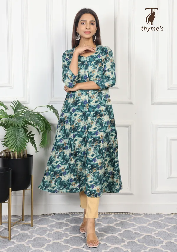 Green_A_line_kurta_with_pocket_For_Women