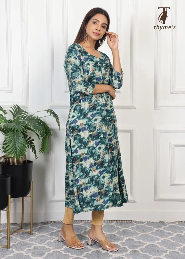 Green_A_line_kurta_with_pocket_For_Women