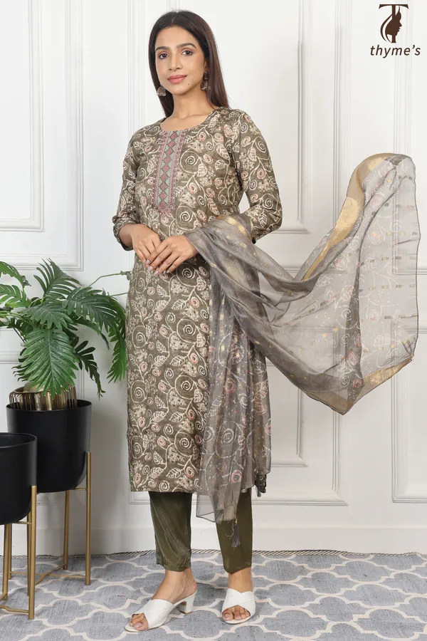 Mehandi_Color_Kurta_Set_For_Women
