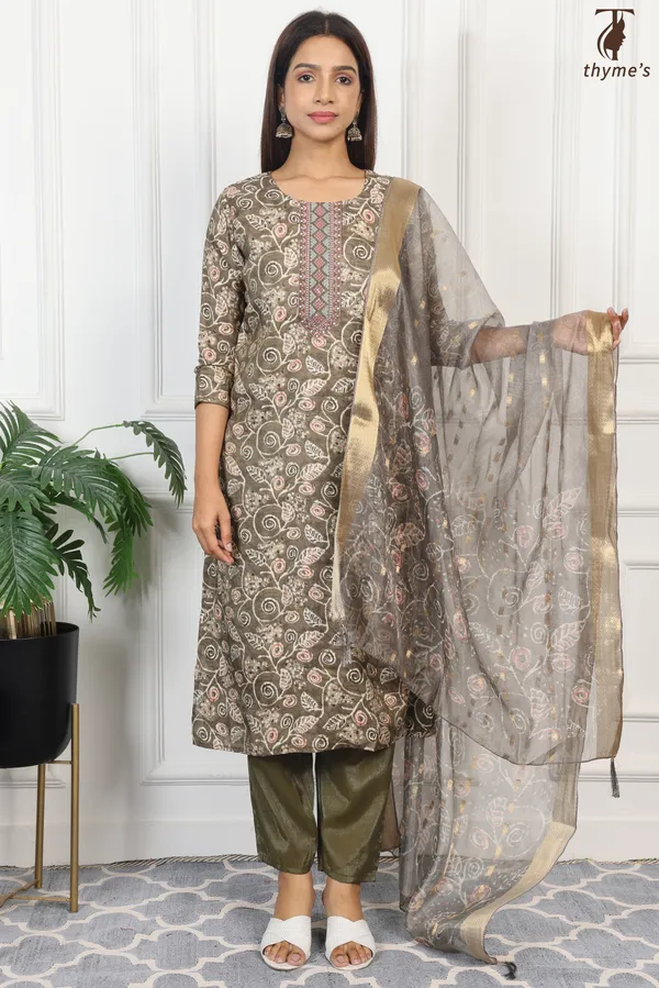 Mehandi_Color_Kurta_Set_For_Women