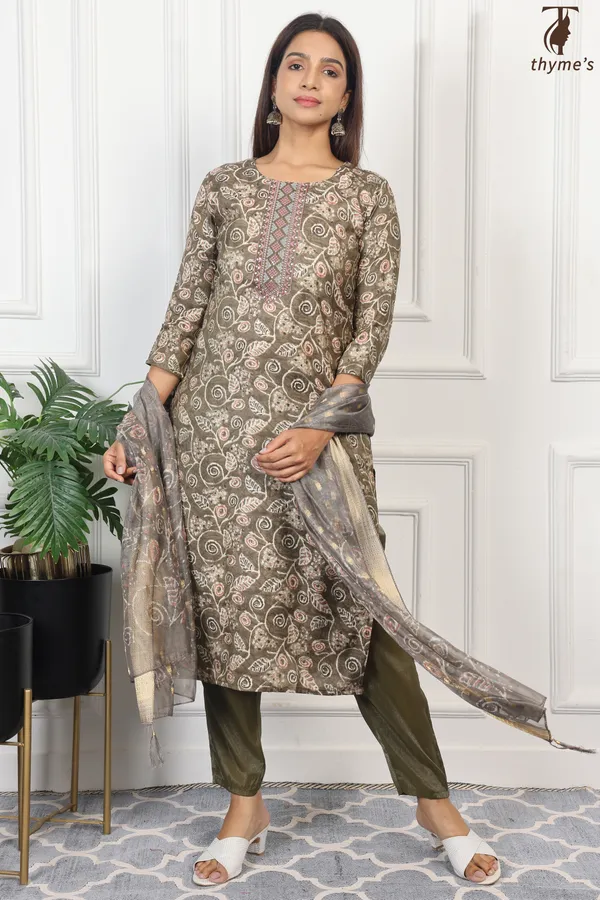 Mehandi_Color_Kurta_Set_For_Women
