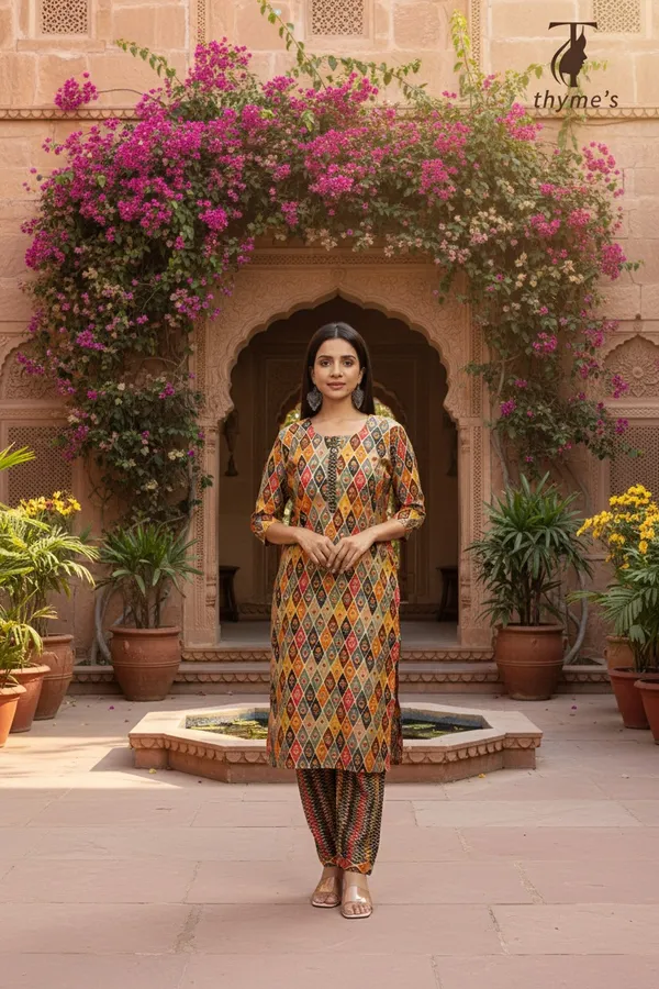 Multicolor_Kurti_&_Pant_Set_for_women