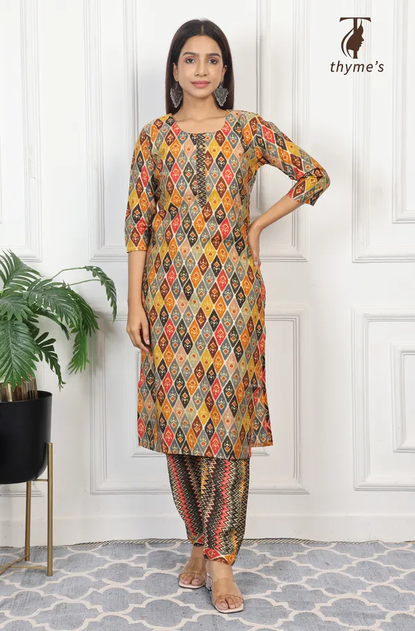 Multicolor_Kurti_&_Pant_Set_for_women