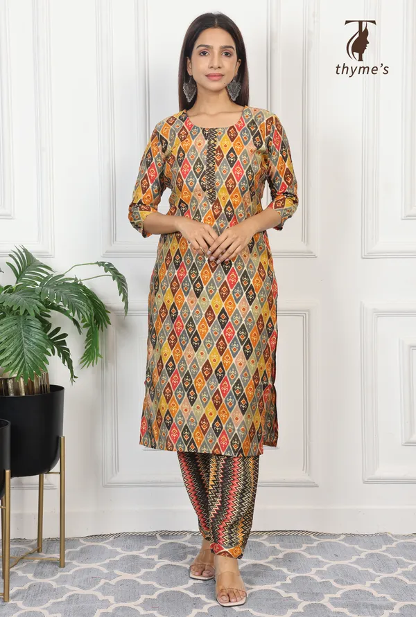 Multicolor_Kurti_&_Pant_Set_for_women