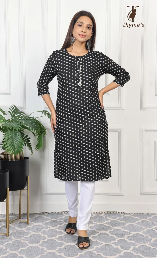 Black_straight_cut_Reyon_kurti_with_pocket_For_Women