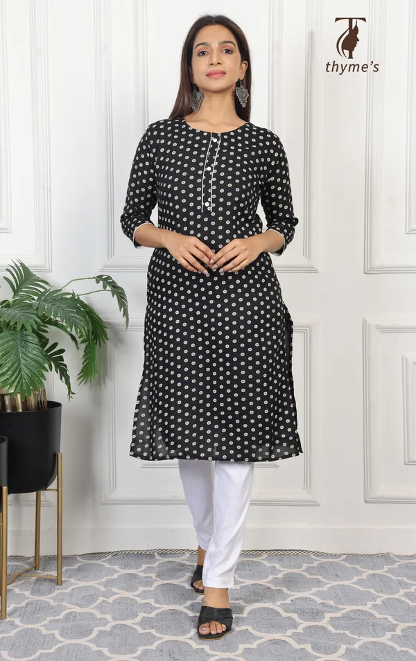 Black_straight_cut_Reyon_kurti_with_pocket_For_Women