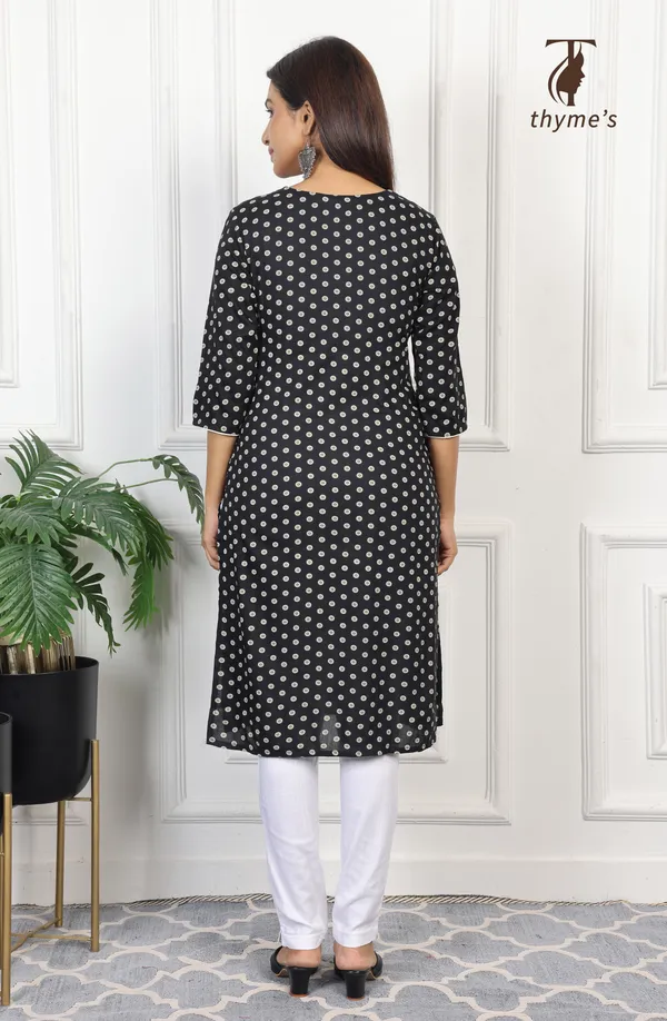 Black_straight_cut_Reyon_kurti_with_pocket_For_Women