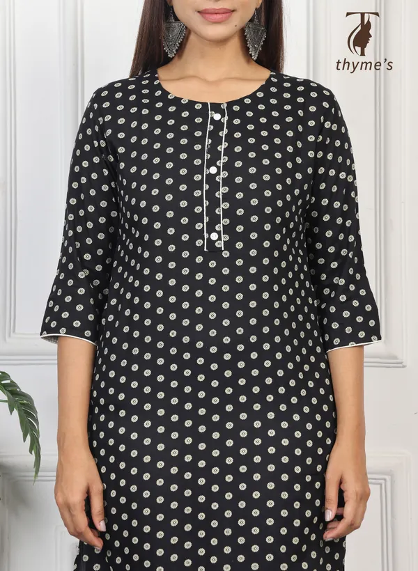 Black_straight_cut_Reyon_kurti_with_pocket_For_Women