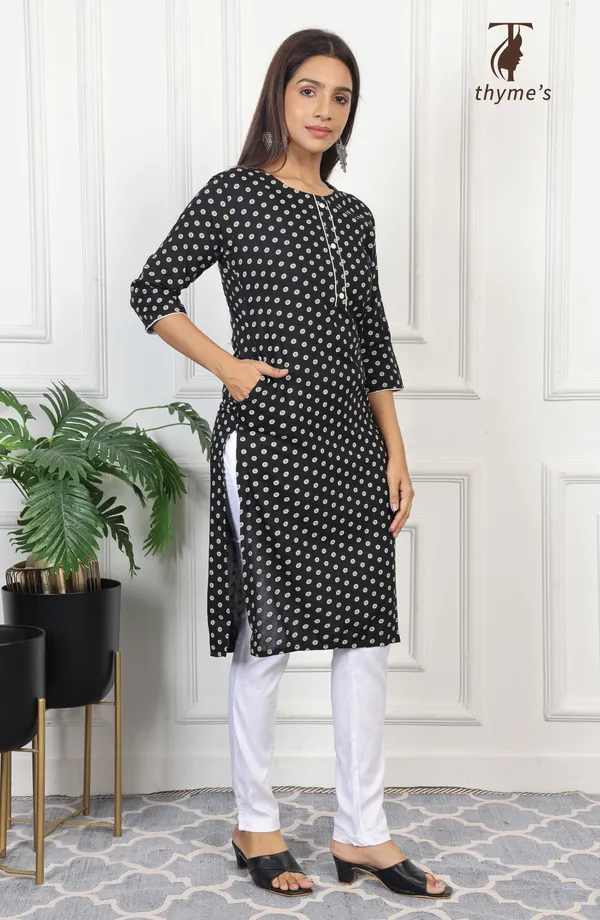 Black_straight_cut_Reyon_kurti_with_pocket_For_Women