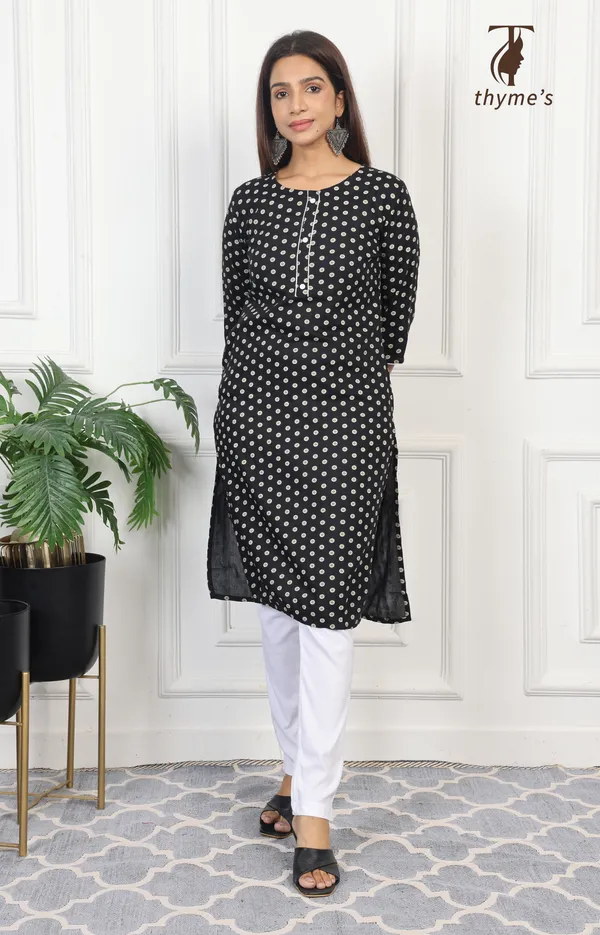 Black_straight_cut_Reyon_kurti_with_pocket_For_Women