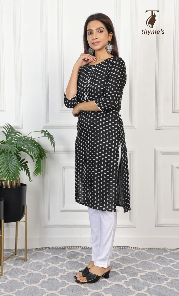 Black_straight_cut_Reyon_kurti_with_pocket_For_Women