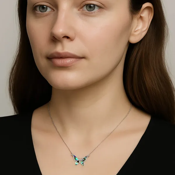 925_Sterling_Silver_Butterfly_Pendant_Necklace_For_Women