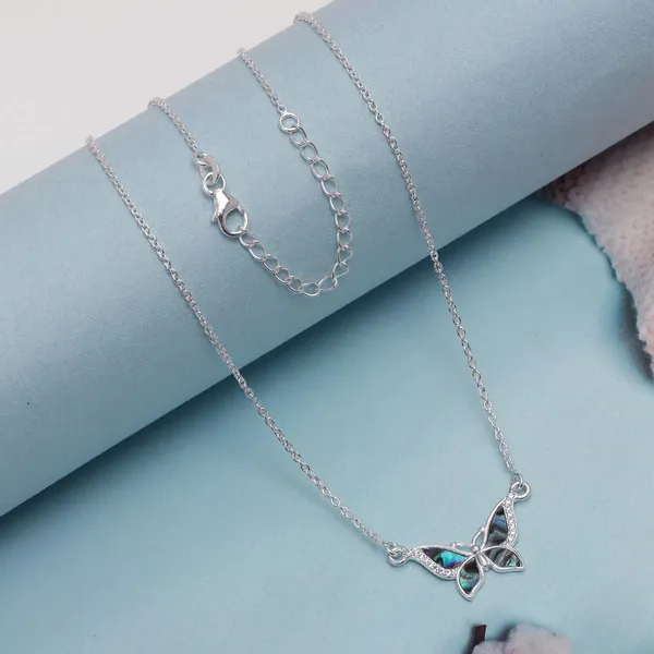 925_Sterling_Silver_Butterfly_Pendant_Necklace_For_Women