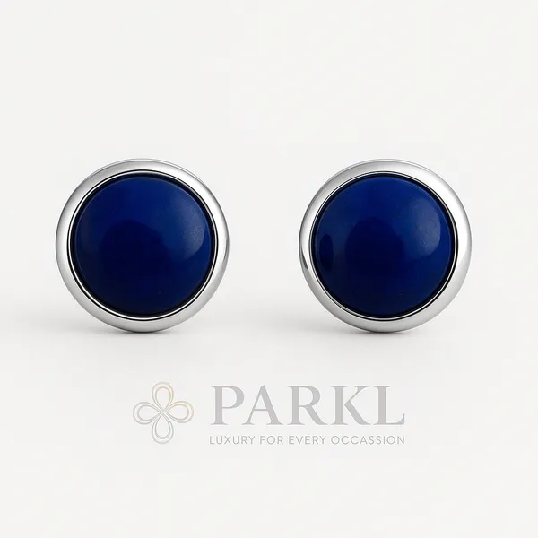 925_Sterling_Silver_Navy_Blue_Bezel-Set_Stud_Earrings_For_Women