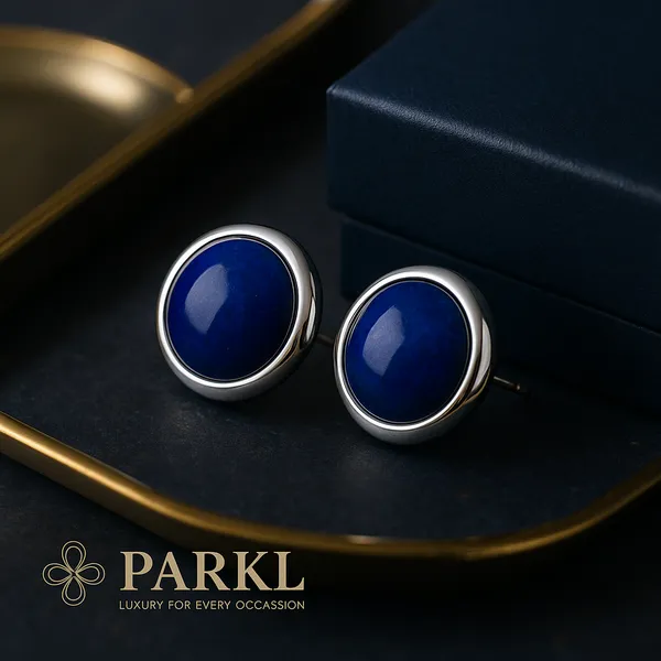 925_Sterling_Silver_Navy_Blue_Bezel-Set_Stud_Earrings_For_Women