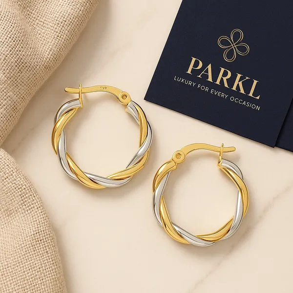 925_Sterling_Silver_Two-Tone_Twisted_Hoop_Earrings_For_Women