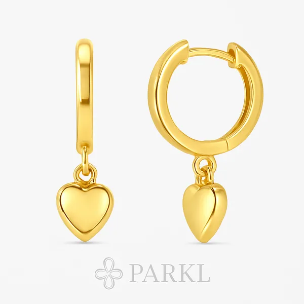 925_Sterling_Silver_Gold_Heart_Charm_Huggie_Hoops_Earrings_For_Women