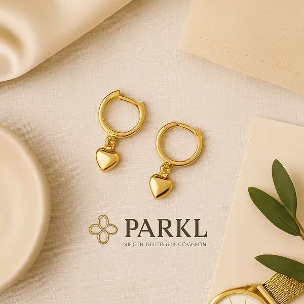925_Sterling_Silver_Gold_Heart_Charm_Huggie_Hoops_Earrings_For_Women