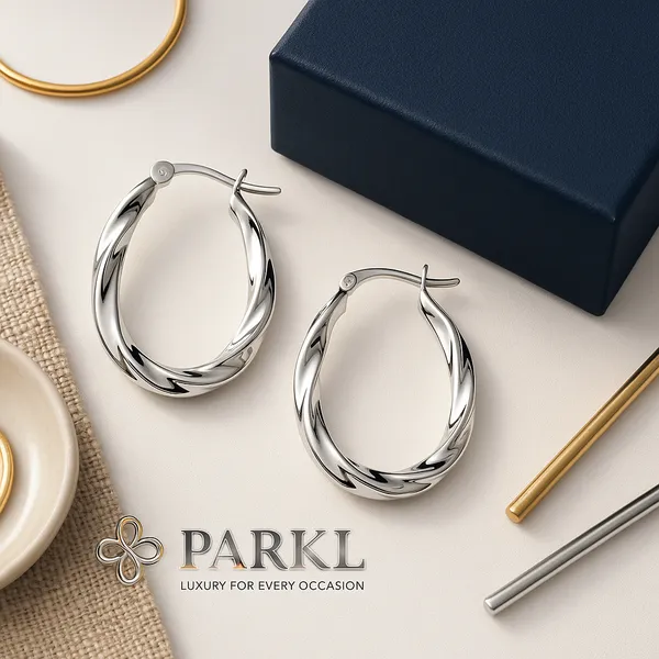 925_Sterling_Silver_Wavy_Oval_Hoop_Earrings_For_Women