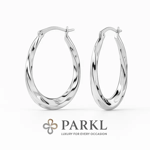 925_Sterling_Silver_Wavy_Oval_Hoop_Earrings_For_Women