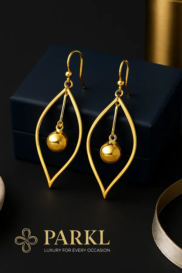 925_Sterling_Silver_Gold_Marquise_Drop_Earrings_with_Ball__For_Women