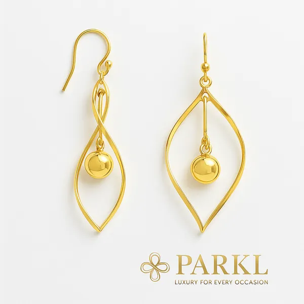 925_Sterling_Silver_Gold_Marquise_Drop_Earrings_with_Ball__For_Women