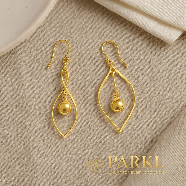 925_Sterling_Silver_Gold_Marquise_Drop_Earrings_with_Ball__For_Women