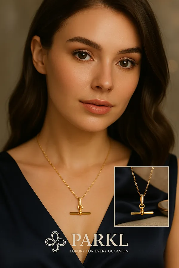 925_Sterling_Silver_Gold_Stone_T_Bar_Pendant_Necklace_For_Women