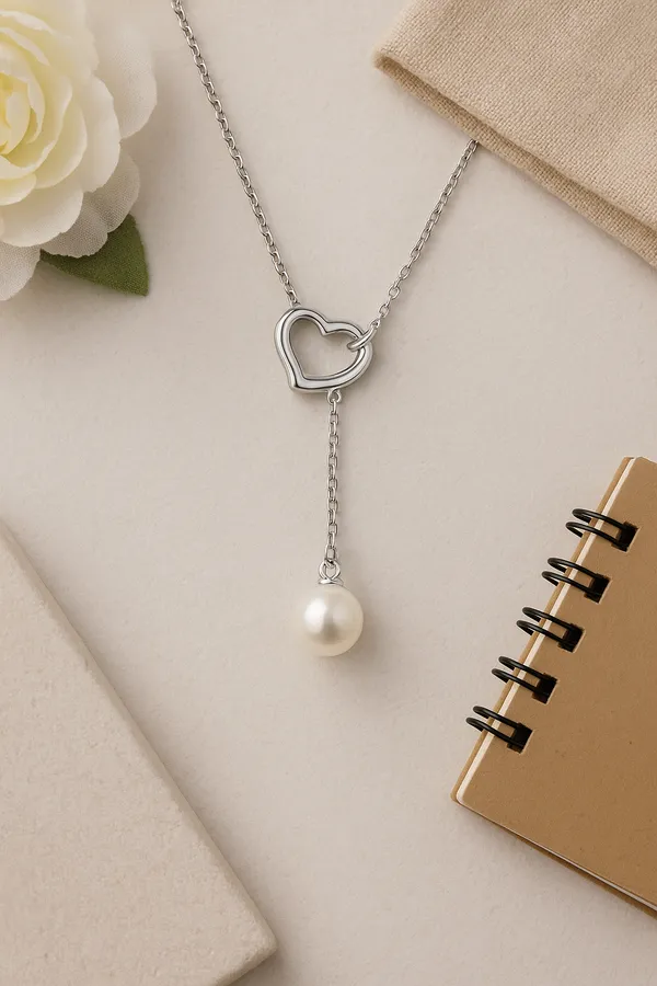 925_Sterling_Silver_Heart_Pearl_Drop_Pendant_Necklace_For_Women