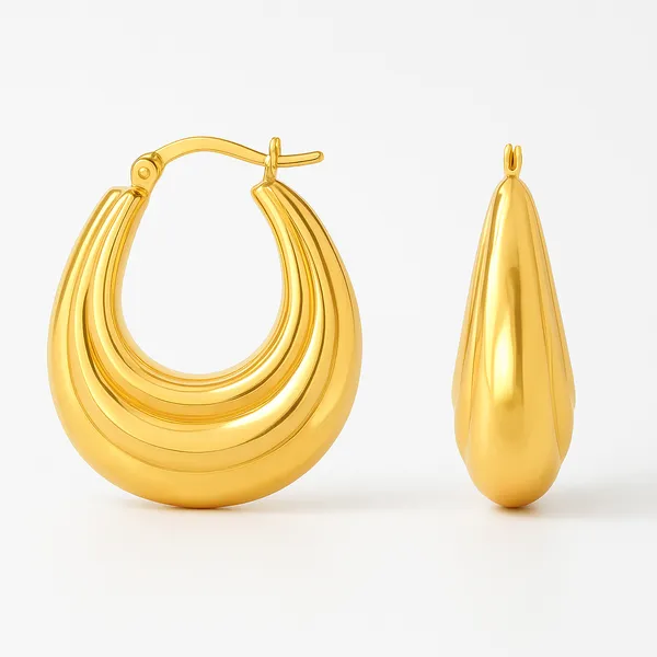 925_Sterling_Silver_Gold_Oval_Hoop_Earrings_For_Women
