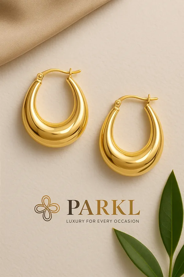 925_Sterling_Silver_Gold_Oval_Hoop_Earrings_For_Women