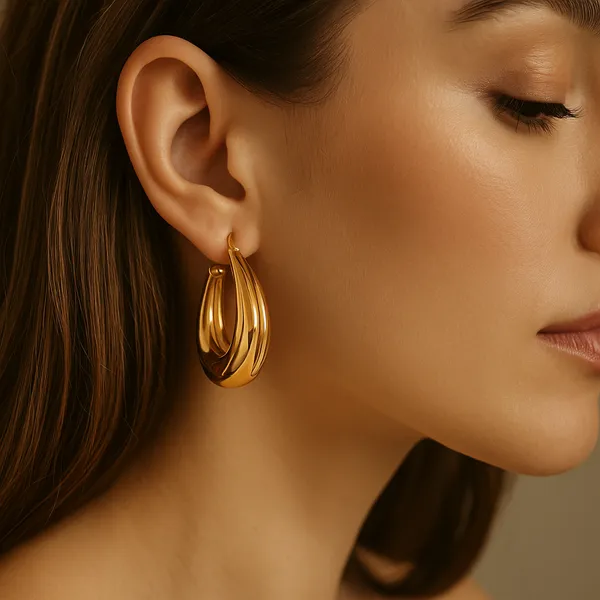925_Sterling_Silver_Gold_Oval_Hoop_Earrings_For_Women