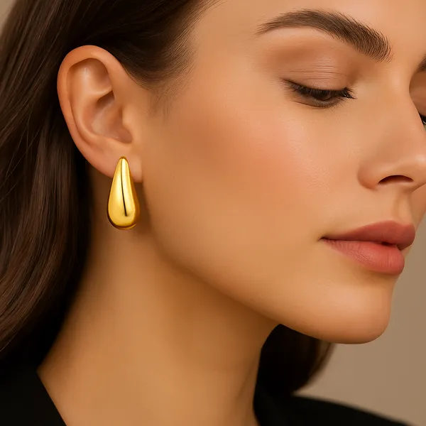925_Sterling_Silver_Sculptural_Teardrop_Gold_Stud_Earrings_For_Women