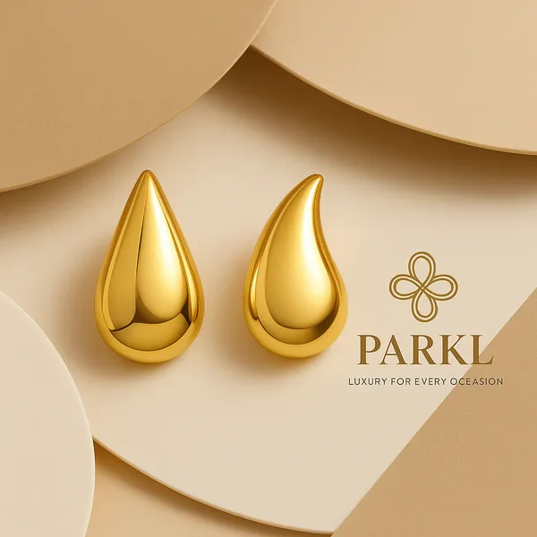 925_Sterling_Silver_Sculptural_Teardrop_Gold_Stud_Earrings_For_Women