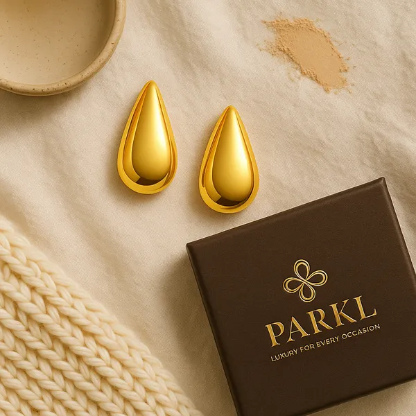 925_Sterling_Silver_Sculptural_Teardrop_Gold_Stud_Earrings_For_Women