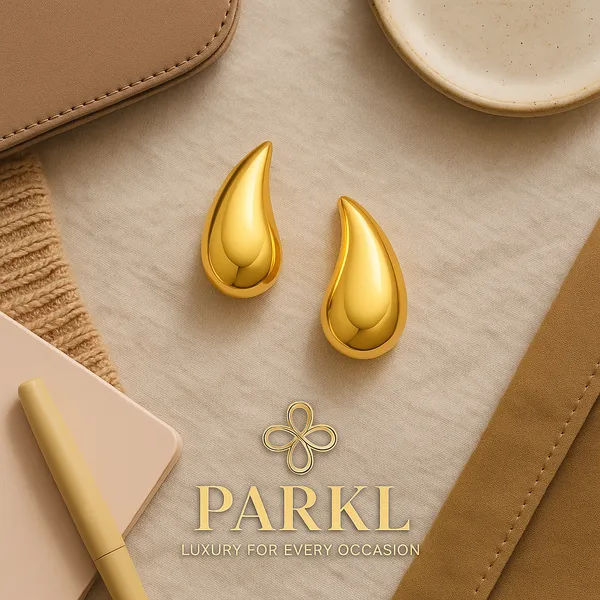 925_Sterling_Silver_Sculptural_Teardrop_Gold_Stud_Earrings_For_Women