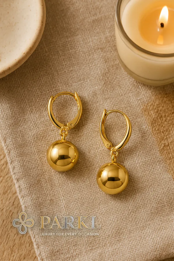 925_Sterling_Silver_Gold-Plated_Ball_Drop_Hoop_Earrings_For_Women